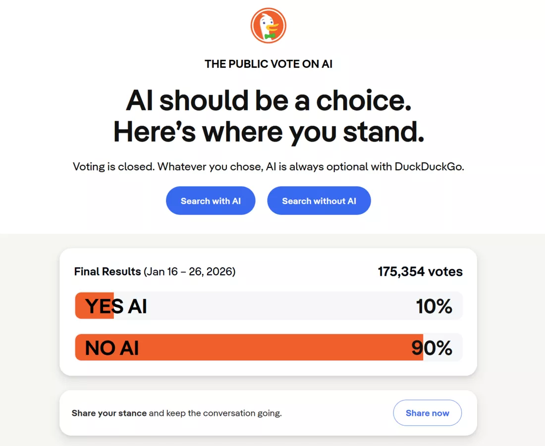 DuckDuckGo Kullanıcıları Arama Motorunda Yapay Zeka İstemiyor